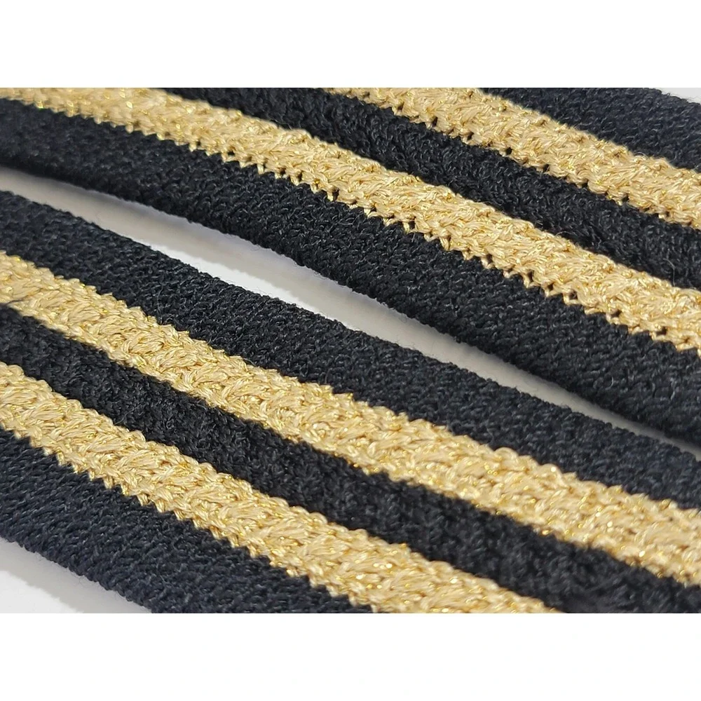St. John 2 Black Gold Knit Epaulette‎ Ornamental Shoulder Tabs 5.5x1.5 Designer